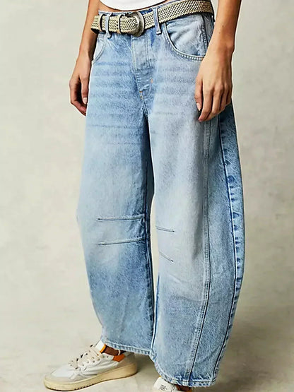 Jeans Stampati Trendy per Donne – Pantaloni Baggy in Denim con Vita Alta