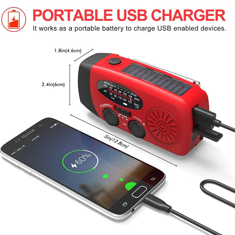 Vivacis - Radio di emergenza autosufficiente – Manovella, Solare, Torcia & Powerbank – Radio FM/AM, Indispensabile per Catastrofi e Emergenze