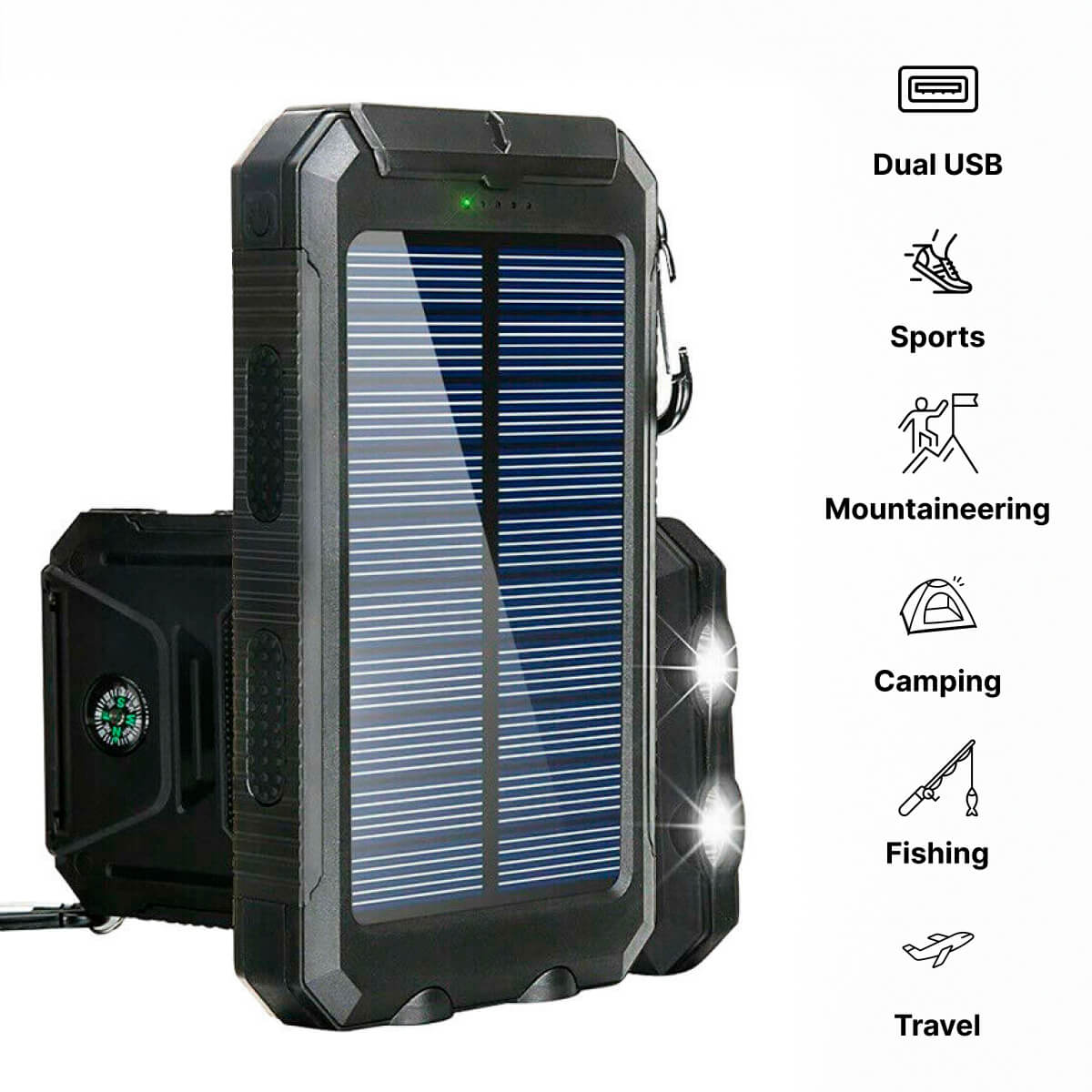 Voltisola - Batteria Solare Esterna 20.000 mAh, Impermeabile – Powerbank Portatile