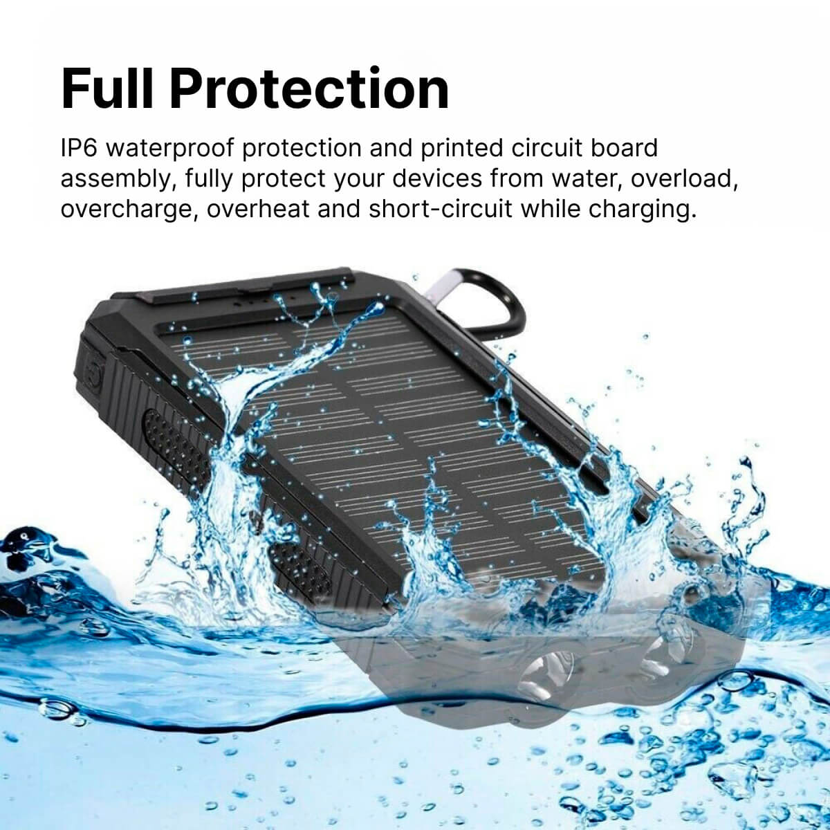 Voltisola - Batteria Solare Esterna 20.000 mAh, Impermeabile – Powerbank Portatile