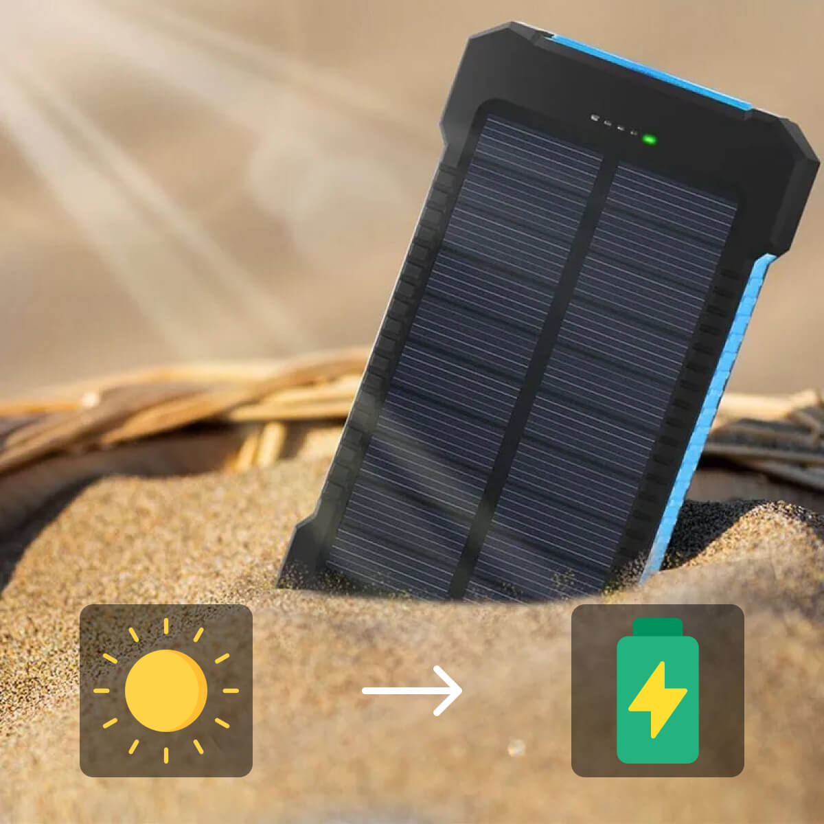 Voltisola - Batteria Solare Esterna 20.000 mAh, Impermeabile – Powerbank Portatile