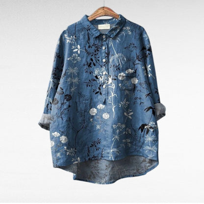 Liorine - Blusa classica con leggero motivo floreale per primavera e estate per donne