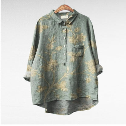 Liorine - Blusa classica con leggero motivo floreale per primavera e estate per donne