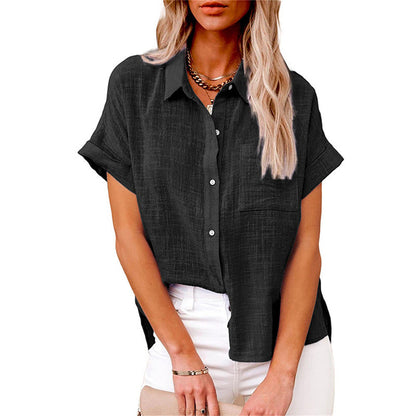 Blusa corta casual a maniche corte per donne – Maglietta leggera e versatile per il tempo libero