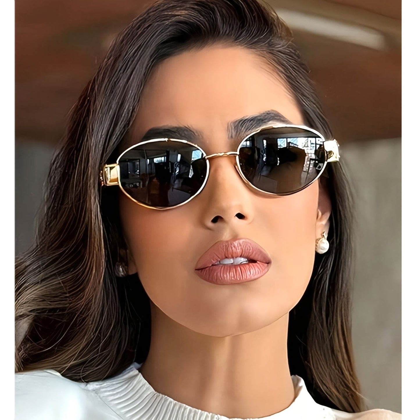 Occhiali da sole retro ovali con montatura in metallo e protezione UV400 per donne – Eleganti occhiali slim