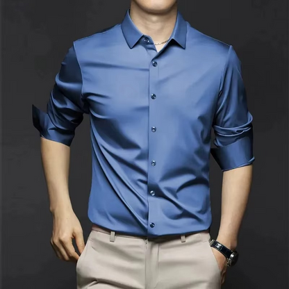 Elegante camicia da business slim fit – Camicia a maniche lunghe per uomini resistente alle pieghe