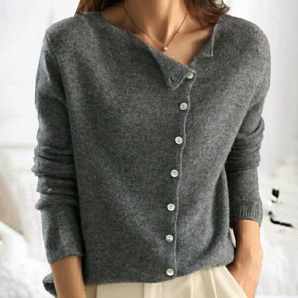 Juliette - Gilet Asimmetrico Elegante e Morbido in Cachemire Primaverile con Bottoni