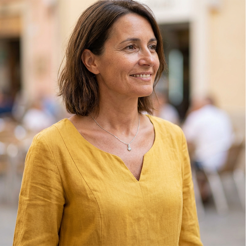Abito midi estivo leggero in lino – Abito casual arioso con scollatura a V per donne