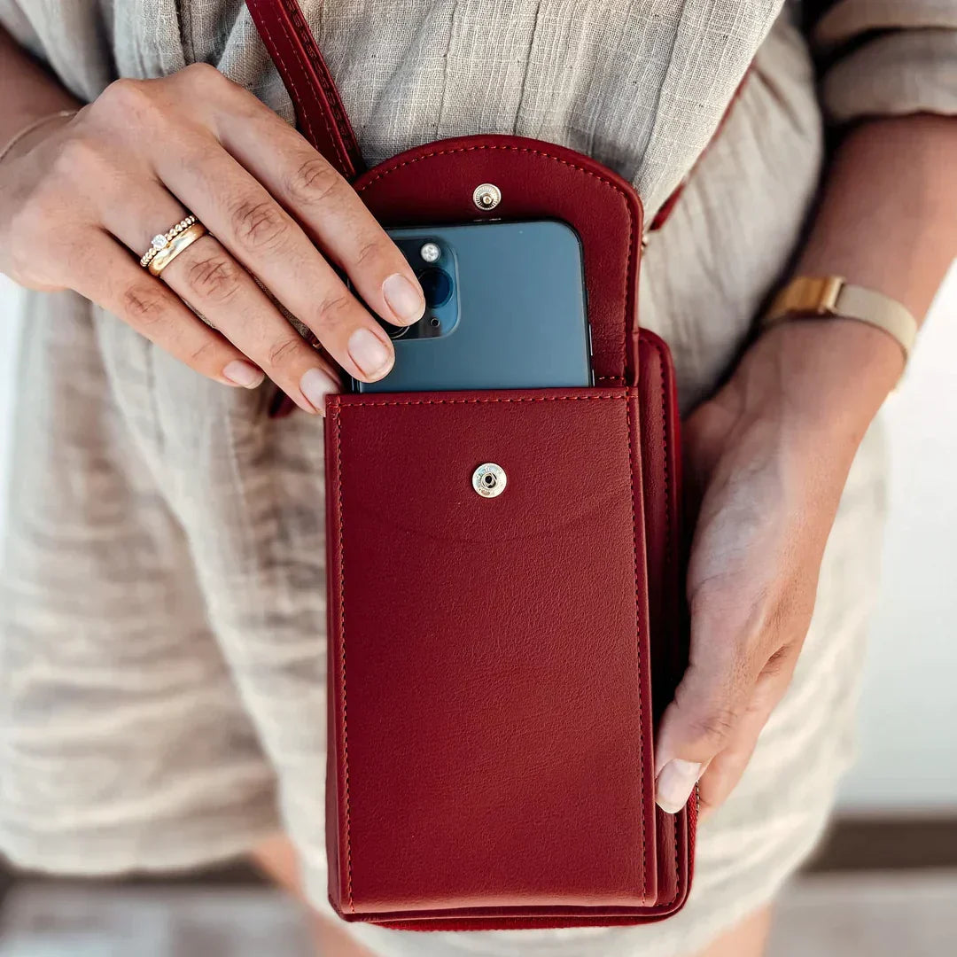 Amarise - Borsa a spalla per telefono e portafoglio "Sempre Giovane"