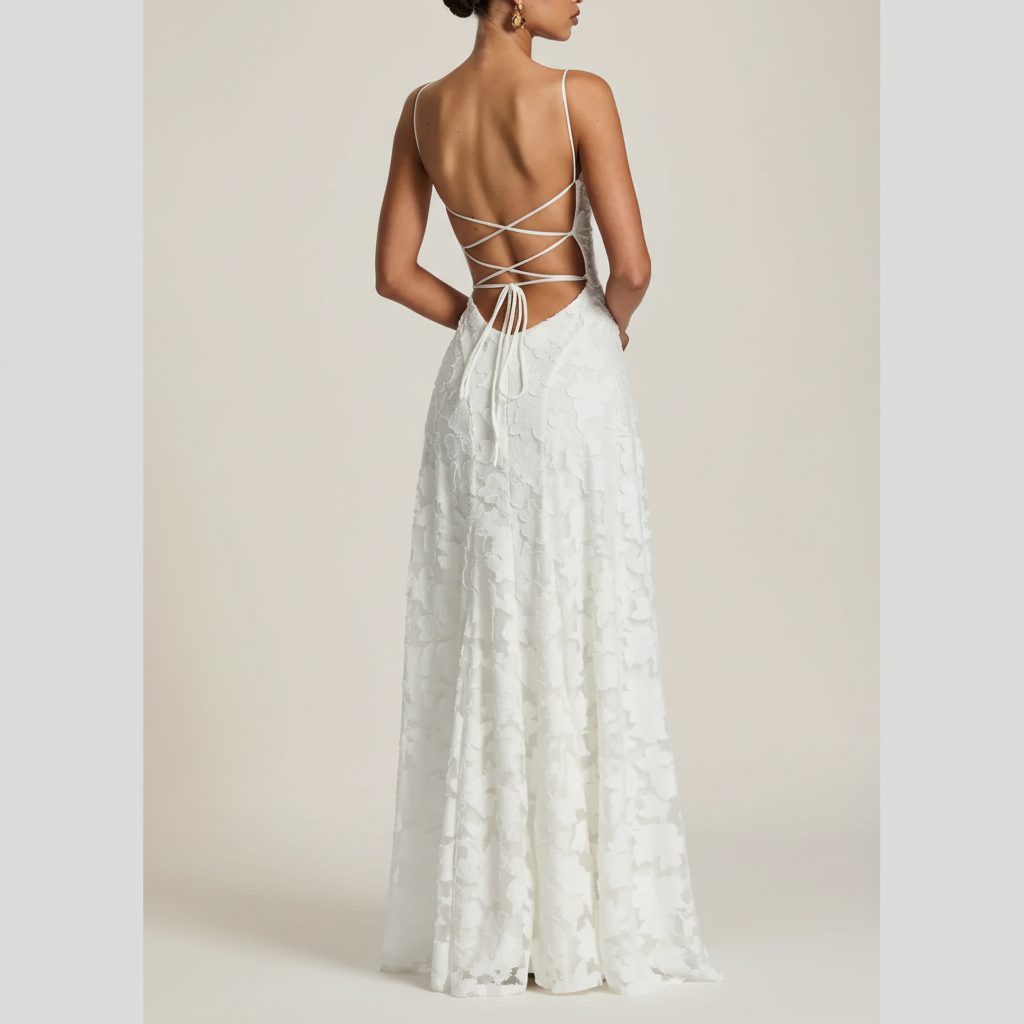 Céloria - Abito estivo con schiena scoperta in chiffon per donne