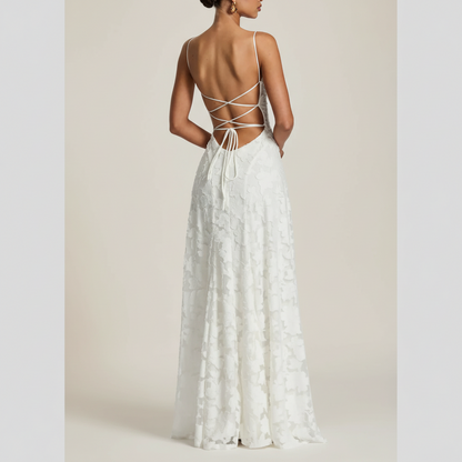 Céloria - Abito estivo con schiena scoperta in chiffon per donne