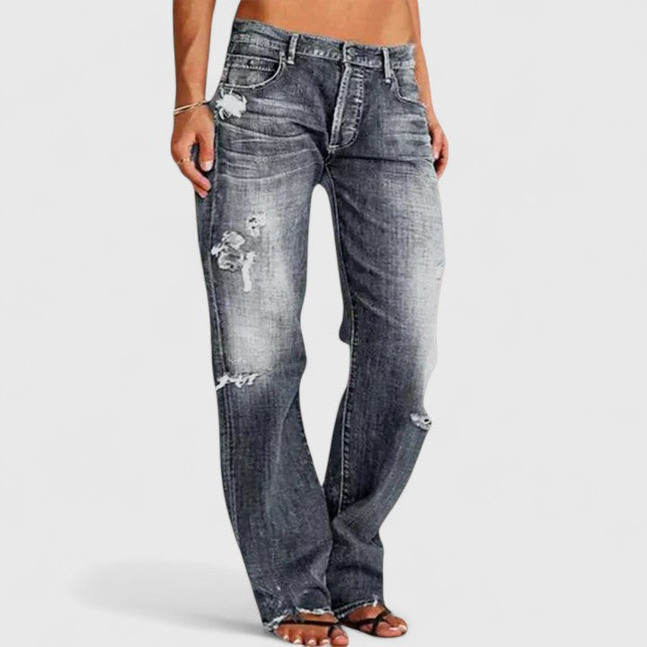 Jeans Destroyed Casual da Donna in Fit Dritto – Look Vintage & Comfort Quotidiano