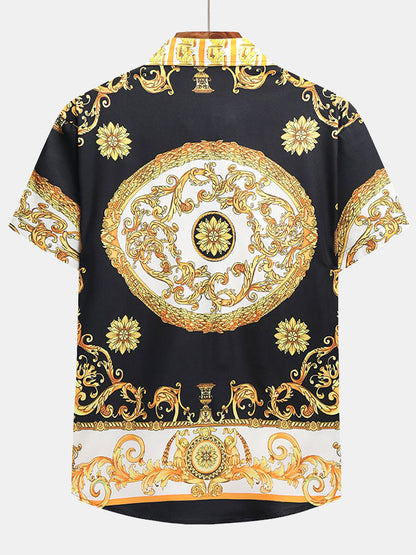 Set estivo elegante con stampa barocca – Camicia a maniche corte e pantaloni corti per uomini