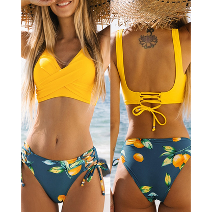 Set Bikini con Top Avvolgente & Schiena Lacciata – regolabile e modellante per donne