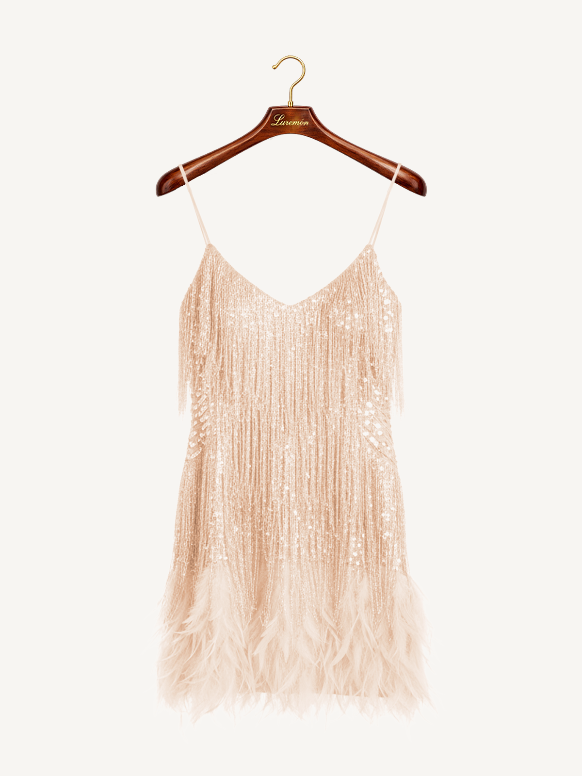 Elegante Abito con Paillettes e Frange per Donne – Glamouroso Abito da Cocktail per Feste con Orlo di Piume