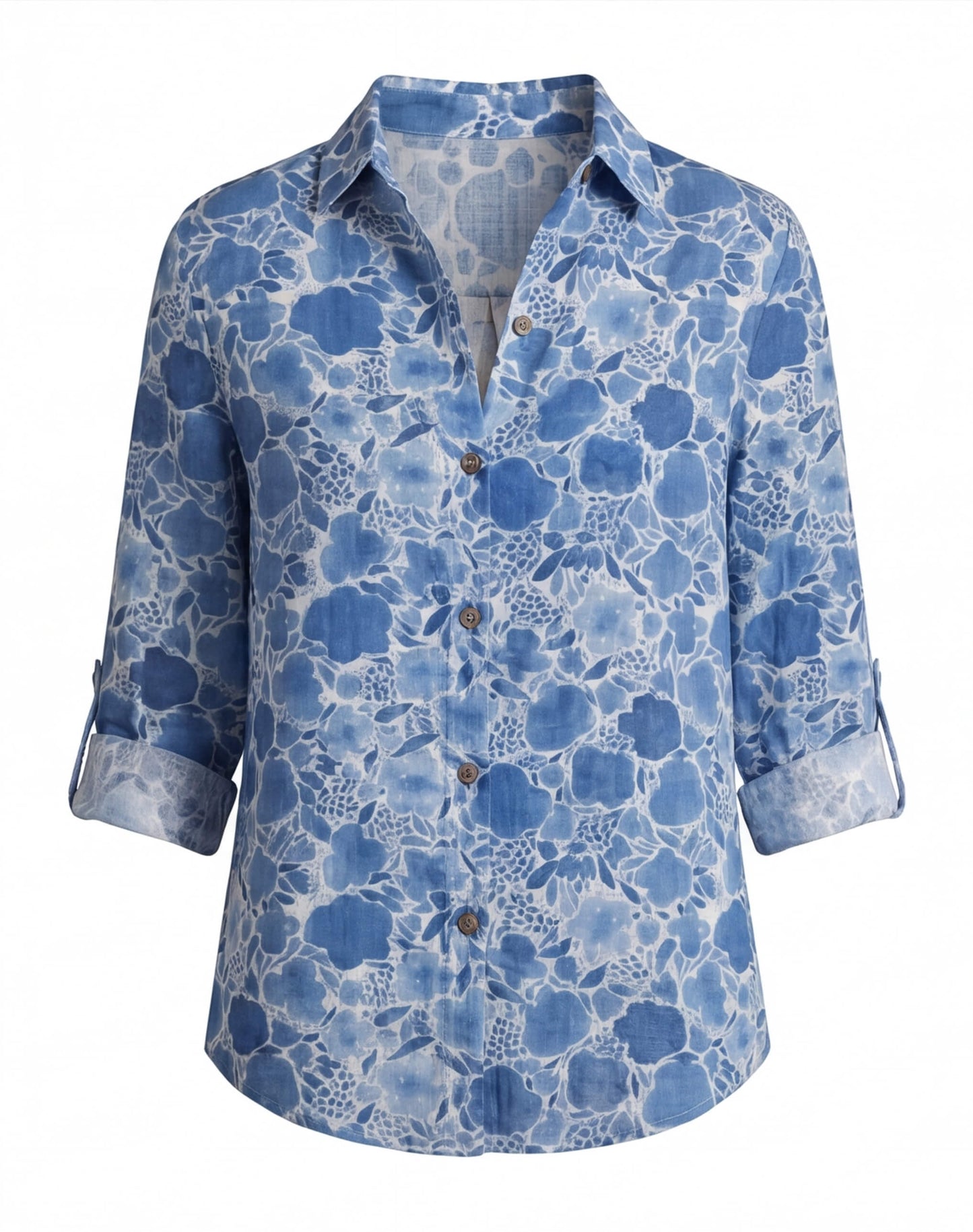 Blusa leggera da donna con stampa floreale – Camicia ariosa con bottoni e vestibilità elegante