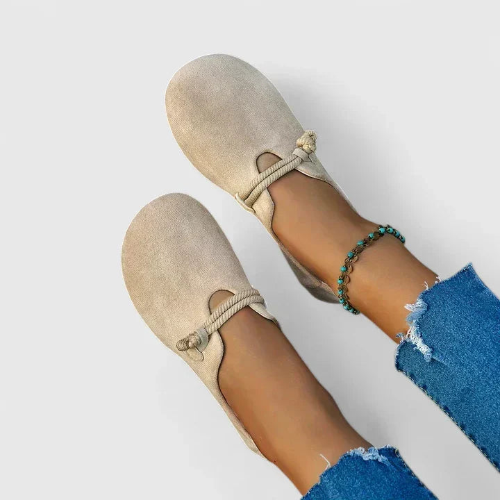 Scarpe Ballerina Comode per Donna – Flats Slip-On Morbidi con Decorazione a Lacci