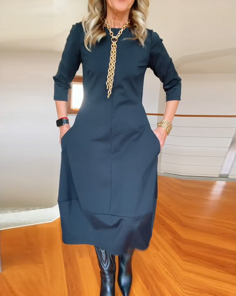 Améline - Abito midi elegante e comodo per la primavera con tasche