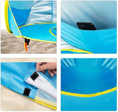 Soléane - Tenda estiva per bambini BabyShade con piscina pieghevole per la spiaggia, riponibile in sacco
