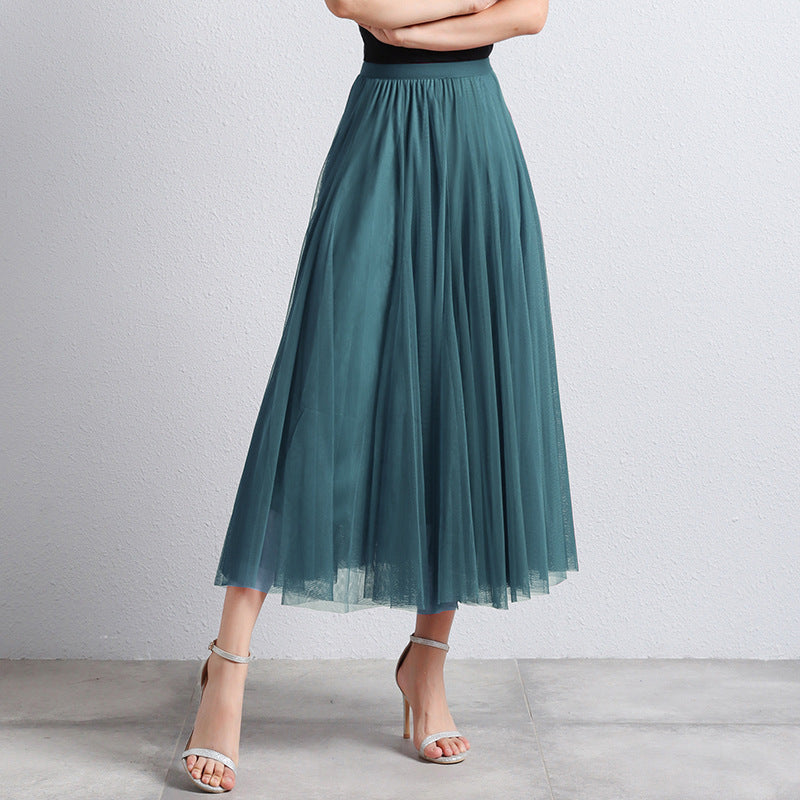 Gonna Midi Elegante in Tulle per Donna – Gonna Plissettata a Vita Alta per Look Stilosi