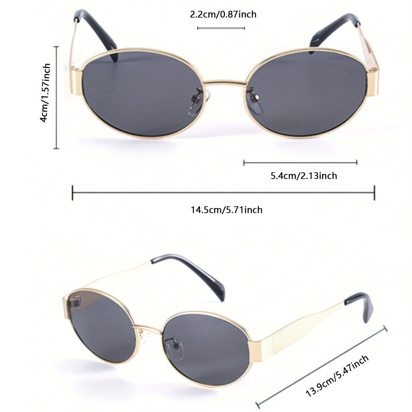 Occhiali da sole retro ovali con montatura in metallo e protezione UV400 per donne – Eleganti occhiali slim