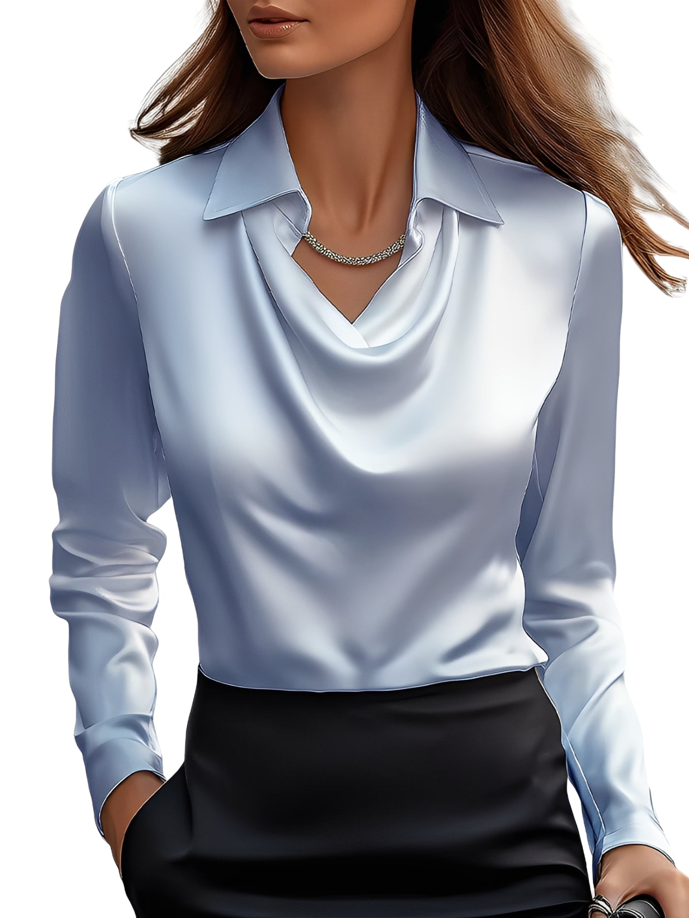 Diane - Elegante blusa in satin con maniche lunghe per donne