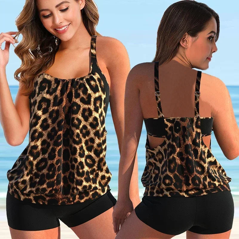 Tankini flattering con pantaloni – Comodo set da bagno per donne per spiaggia e vacanze