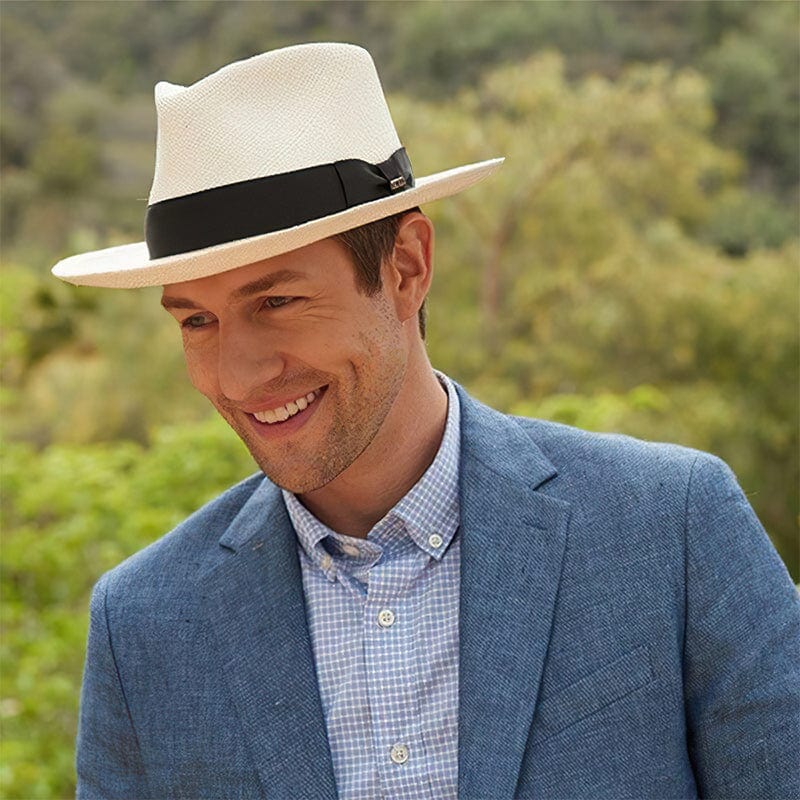 Cappello di paglia Fedora classico per uomo – Elegante cappello estivo con protezione UV e astuccio da viaggio