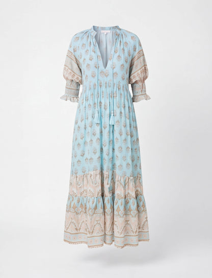Abito Midi Boho con Stampa per Donne – Abito Estivo Leggero con Scollatura a V e Dettagli a Volant