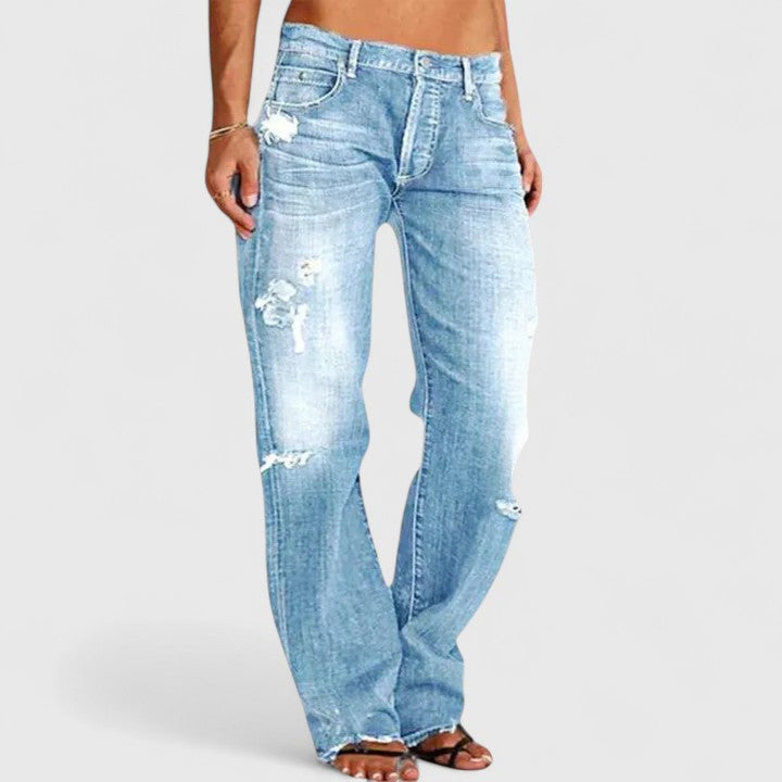 Jeans Destroyed Casual da Donna in Fit Dritto – Look Vintage & Comfort Quotidiano