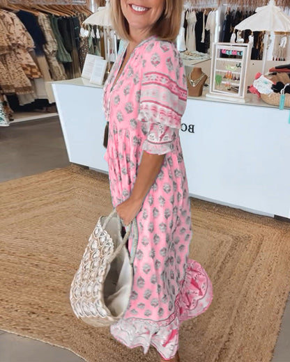 Sylméra - Maxidress Boho Leggero Stampa Fluido Estate
