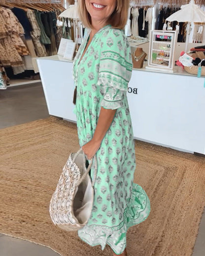 Sylméra - Maxidress Boho Leggero Stampa Fluido Estate