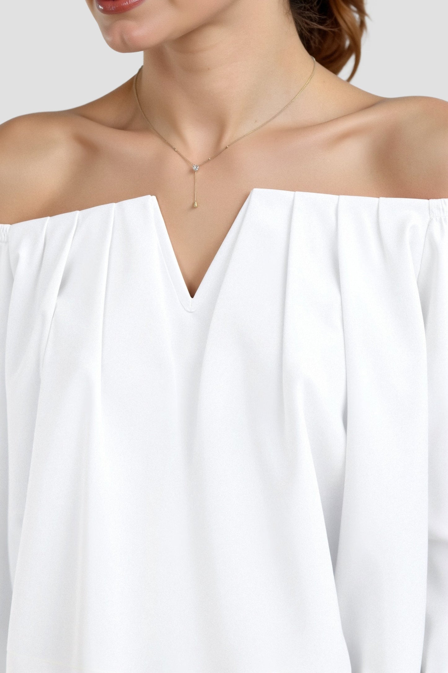 Elegante Blusa Off-Shoulder per Donne con scollatura a V – Top Estivo Leggero