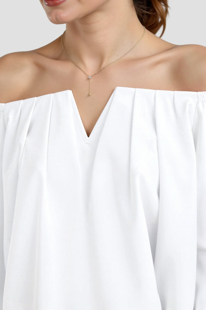 Elegante Blusa Off-Shoulder per Donne con scollatura a V – Top Estivo Leggero
