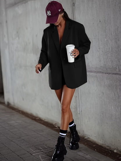 Noézelle - Blazer Oversize Nero Business Casual Elegante per Donne con Tasche