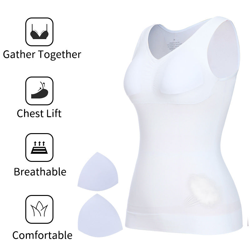 Top modellante in shapewear con reggiseno integrato e controllo della pancia per donne