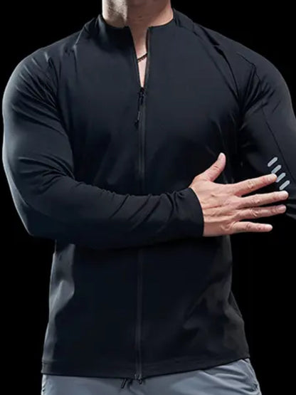 Maëlric - Giacca sportiva SmoothBlend con materiale ad asciugatura rapida per corsa e fitness con colletto a zip