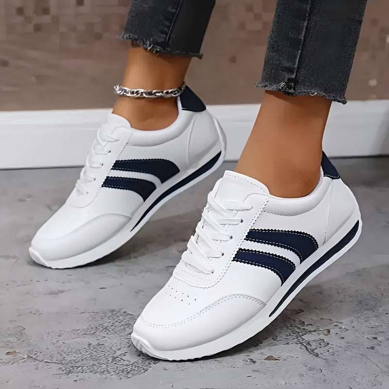 Kalyne - Eleganti Sneakers Ortopediche Bianche con Accenti Neri, Perfette per Lunghe Passeggiate e Viaggi in Città