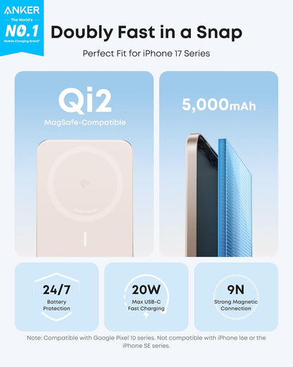 Powerbank magnetica 5000mAh con Qi2 e USB-C – Caricatore ultra slim rapido per iPhone