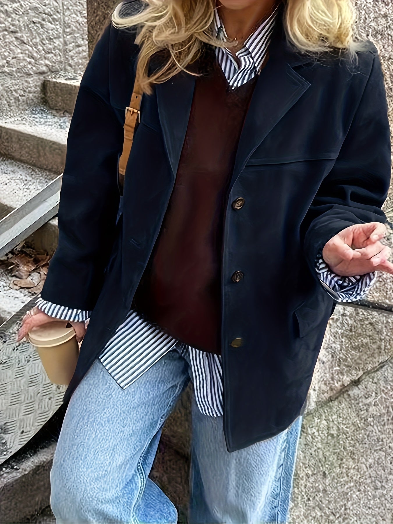 Maïwen - Giacca di Transizione Vintage in Suede per Donne con Bottoni