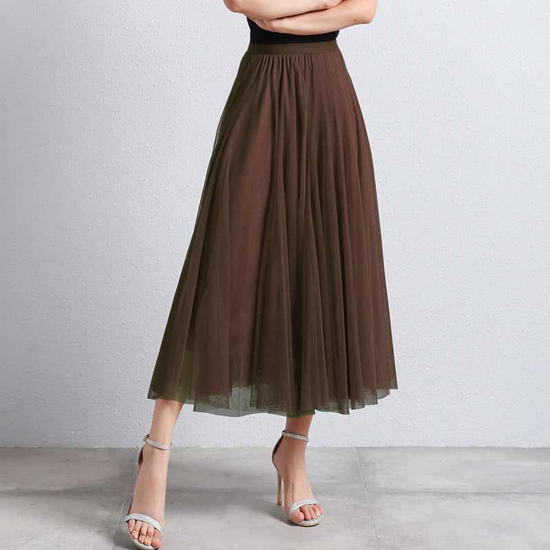 Gonna Midi Elegante in Tulle per Donna – Gonna Plissettata a Vita Alta per Look Stilosi