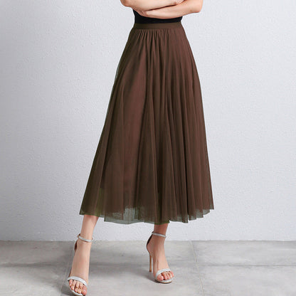 Gonna Midi Elegante in Tulle per Donna – Gonna Plissettata a Vita Alta per Look Stilosi