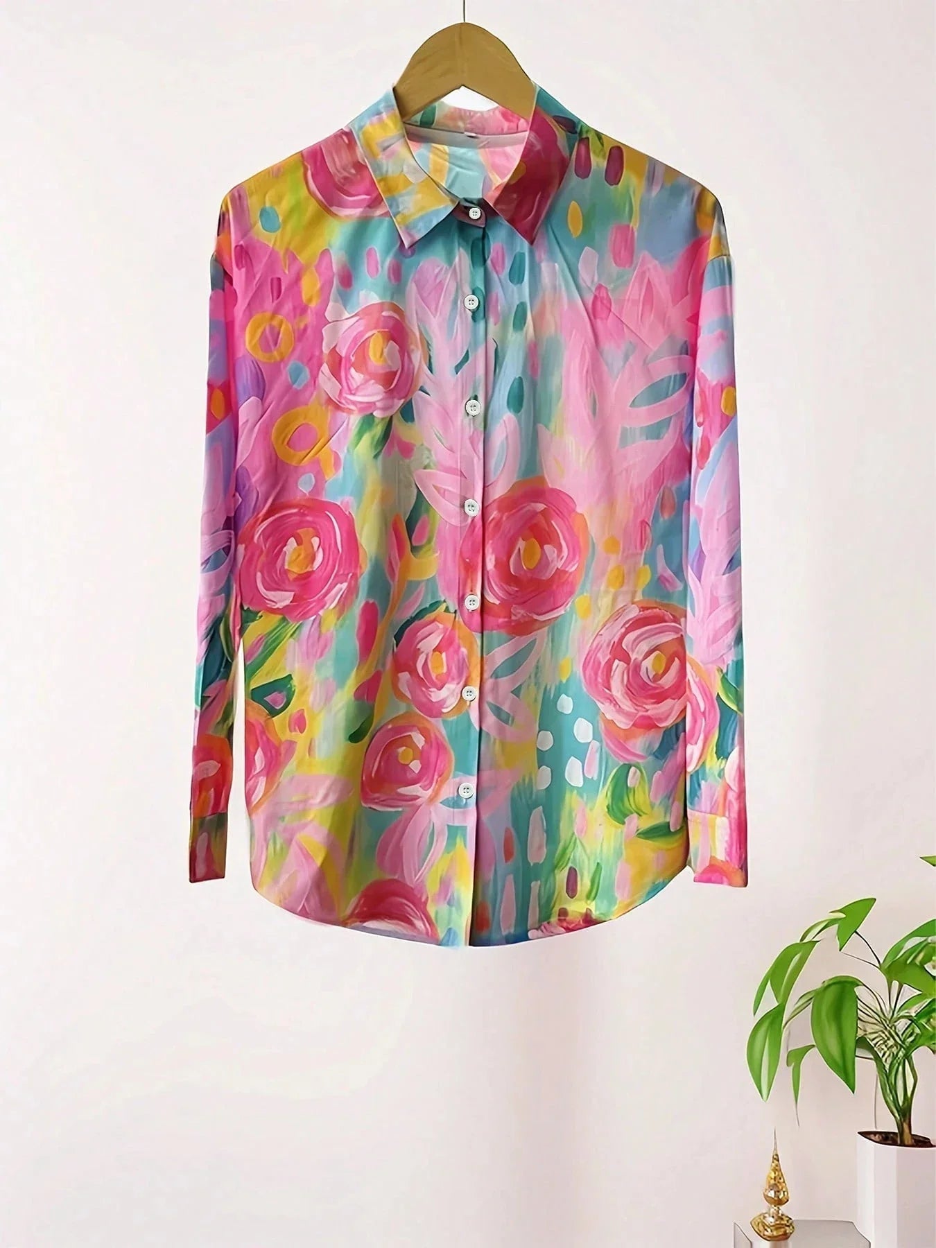 Blusa floreale leggera per donne – Camicia a maniche lunghe colorata ed elegante