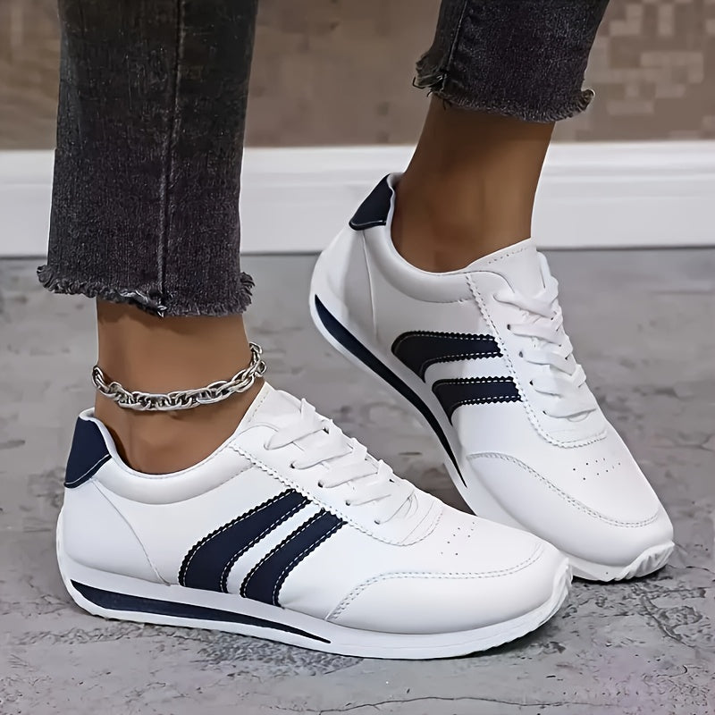 Kalyne - Eleganti Sneakers Ortopediche Bianche con Accenti Neri, Perfette per Lunghe Passeggiate e Viaggi in Città