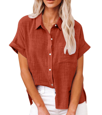 Blusa corta casual a maniche corte per donne – Maglietta leggera e versatile per il tempo libero