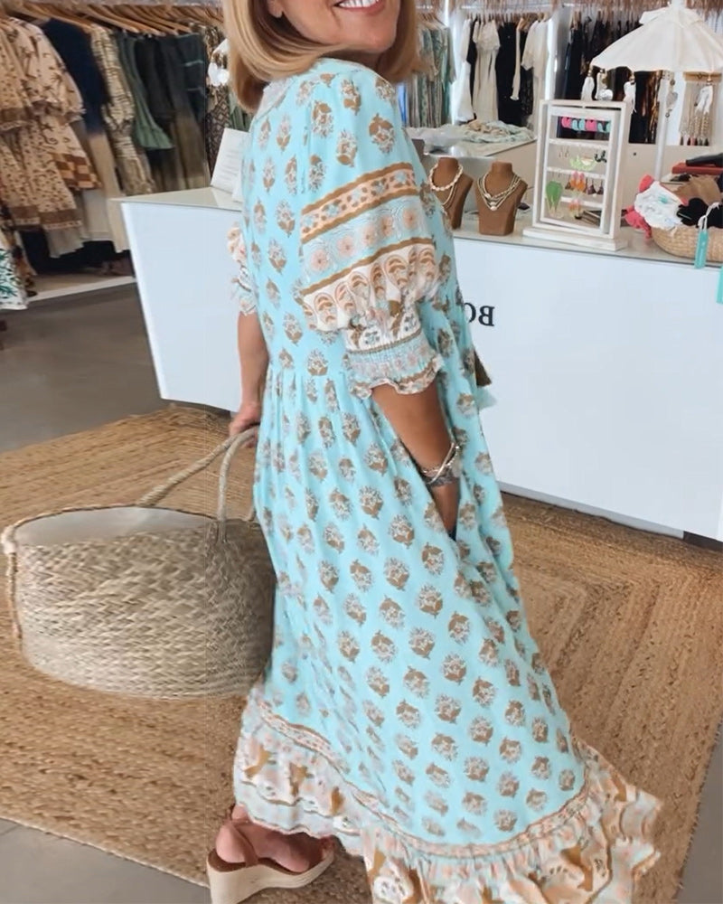 Sylméra - Maxidress Boho Leggero Stampa Fluido Estate