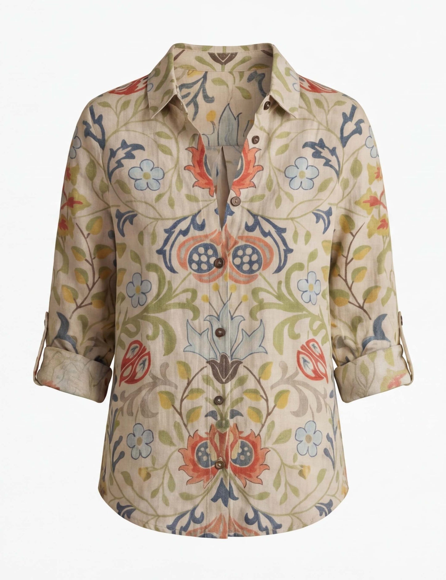 Blusa leggera da donna con stampa floreale – Camicia ariosa con bottoni e vestibilità elegante