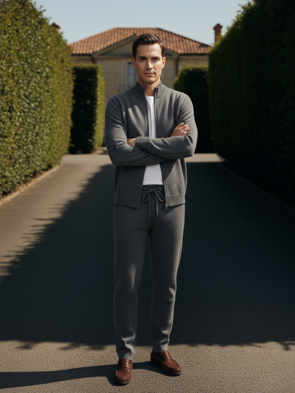 Elegante Set Lounge da Uomo – Cardigan & Pantaloni Jogging Confortevoli & Moderni