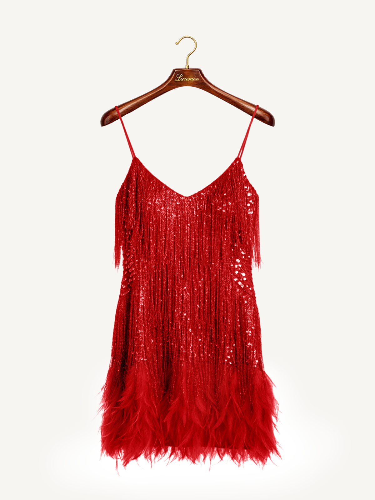Elegante Abito con Paillettes e Frange per Donne – Glamouroso Abito da Cocktail per Feste con Orlo di Piume