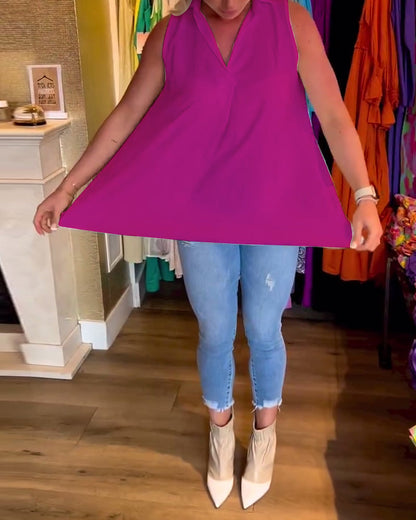 Lyséa - Blusa Lunga Senza Maniche, Leggera ed Elegante per Primavera e Estate, per Donne